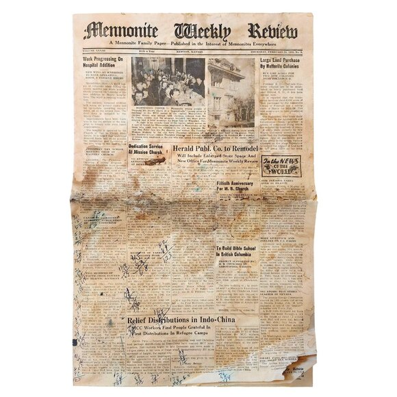 Vintage February 1955 Mennonite Weekly Review Newspaper Newton Kansas Religious - Picture 1 of 10